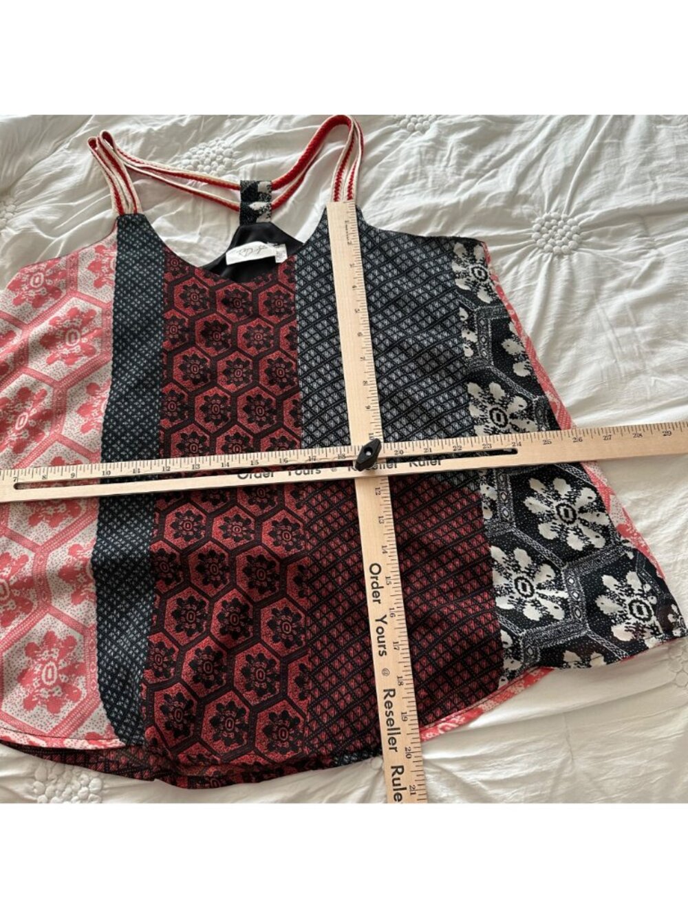 Patchwork Strap Back Halter Tank Top RD Style Design Size M Festival Boho Hippie - Picture 10 of 10